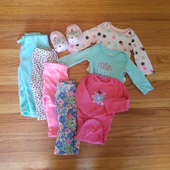 Carter's Other - 0-3 mo Girl Bundle Long sleeve, Pants & Slippers